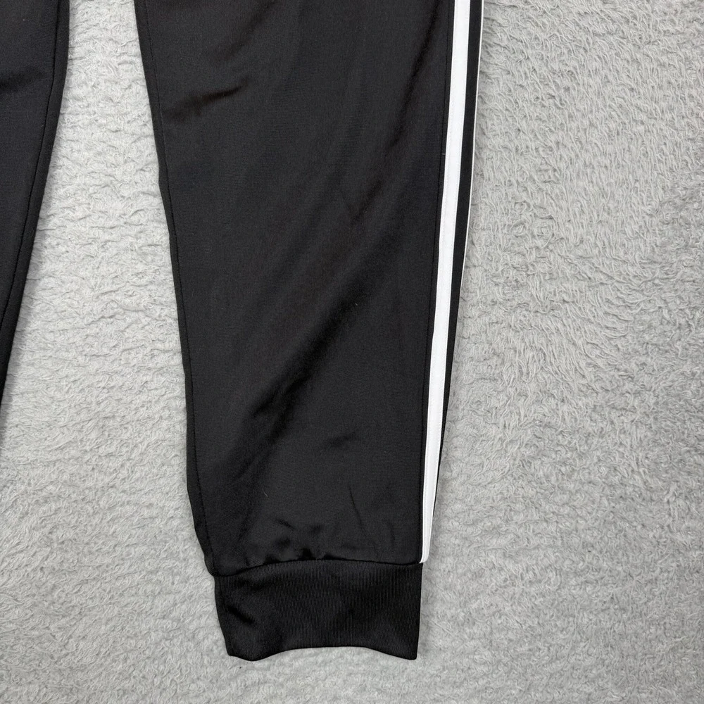 Adidas Mens Black White 3 Stripe Cuffed Track Pants Joggers Large